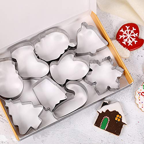 Preisvergleich Produktbild Hahuha Keksform, 3D Weihnachts Ausstecher Set Edelstahl Lebensmittelqualität Schneemann 9pcs Christma, Kuchenform