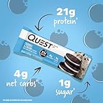 Quest Nutrition Cookies & Cream Protein Bars, 21g Protein, 4g Net Carbs, 1g Sugar, High Fiber, Gluten Free, Keto Friendly, 4 Count - Image 4