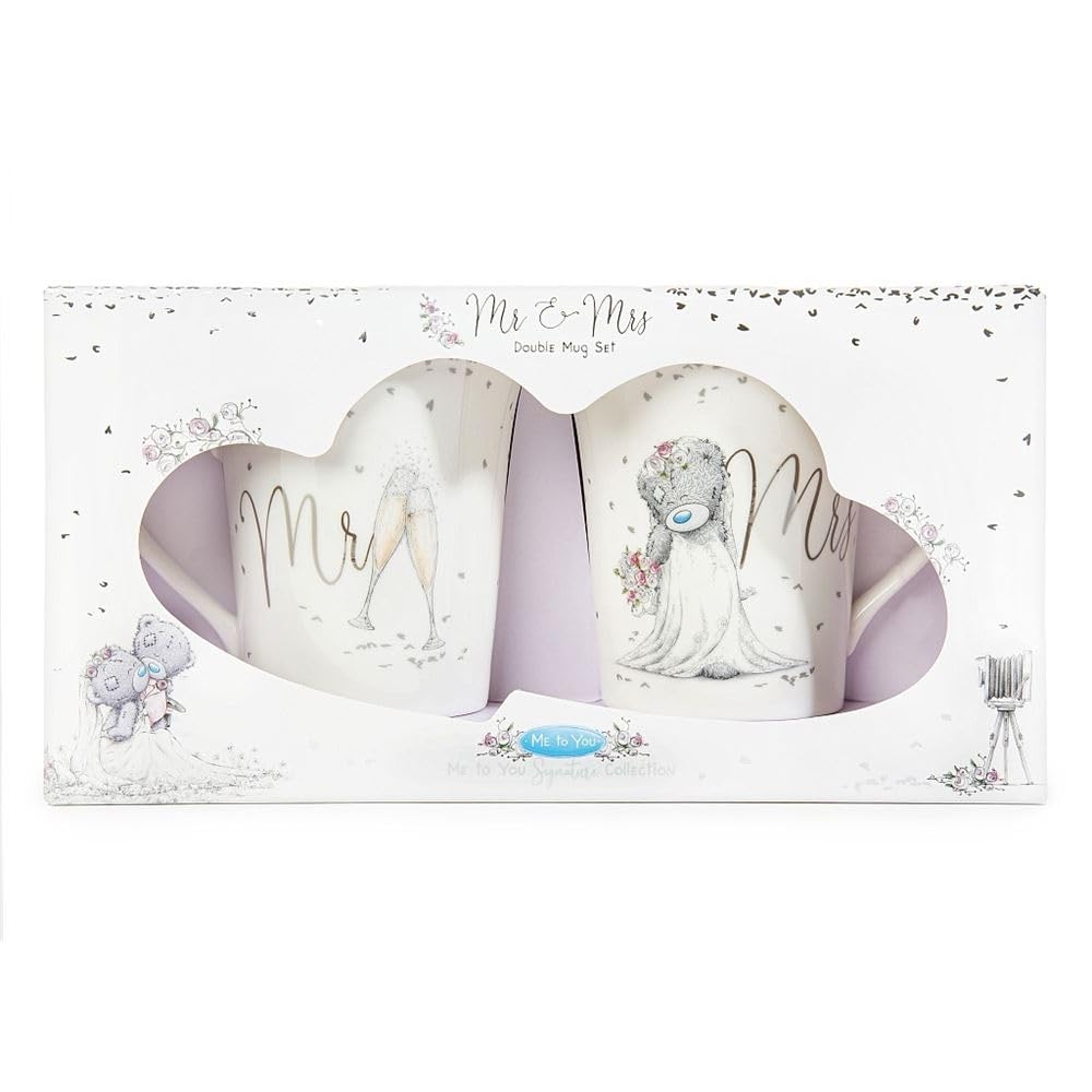 Me to You Tatty Teddy Mr & Mrs Double Mug Gift Set - Official Wedding Collection, White
