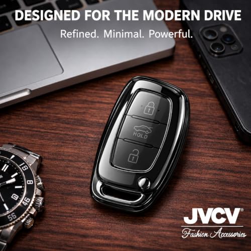 Image of JVCV 2 Pack Soft TPU Transparent Cover Compatible with Hyundai Alcazar Creta Venue i20 Tucson Elantra Car i10 Grand i20 Xcent Verna Tucson Elantra i10 4 & 3 Button Smart Key (Transparent Black)
