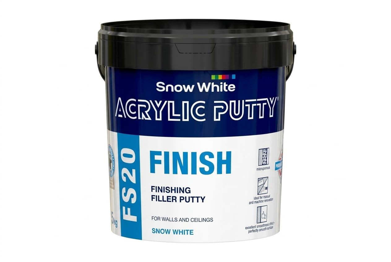 White Acrylic Finishing Putty, Smooth Wall and Ceiling Filler, Easy to Apply, Sandable (8 KG)