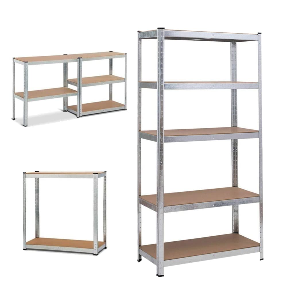 Qimu Estantería de metal para cargas pesadas con 5 estantes, soporta hasta 875 kg, 200 x 100 x 50 cm, galvanizada