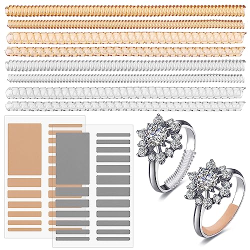 Amaxiu Ajustador de tamaño de Anillo Invisible para Anillos Sueltos, 46 Piezas de ajustadores de Anillo en Espiral para Anillos Anchos joyería Anillo Tensor de Anillo Espaciador Protectores de Anillo