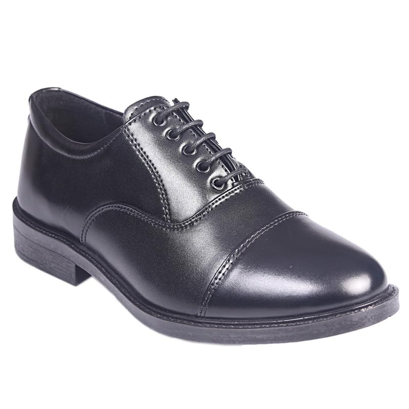 Image of Liberty Kulture Men's Leather Oxford Shoes, Police, Officers, Formal Lace-Up Mid Top Shoes Oxford-Black-7