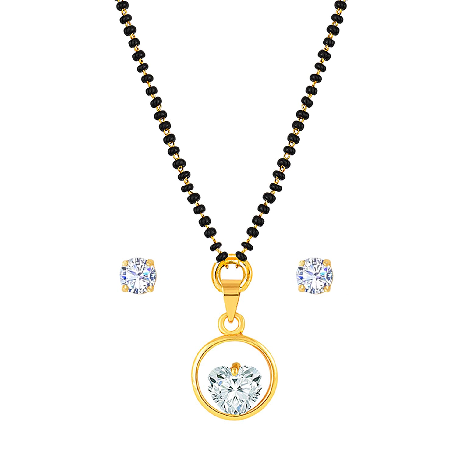 JFL - Jewellery for Less Stylish Gold Plated Solitaire Modern Cz American Diamond Mangalsutra Set for Women (B0DBLV9B43) Amazon Price History, Amazon Price Tracker