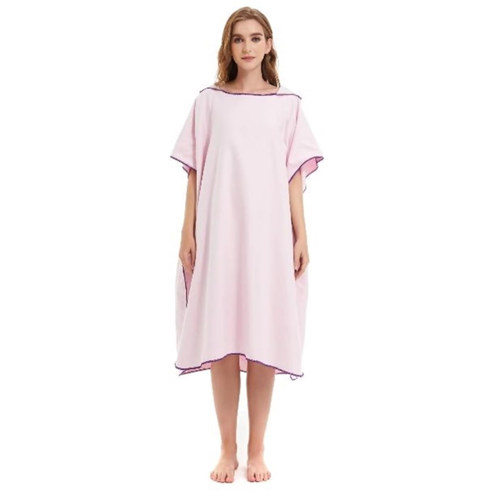 Poncho de Surf Serviette à Langer avec Capuche Couverture Plage Bain Combinaison plongée pour Le Surf, la Natation(Pink)