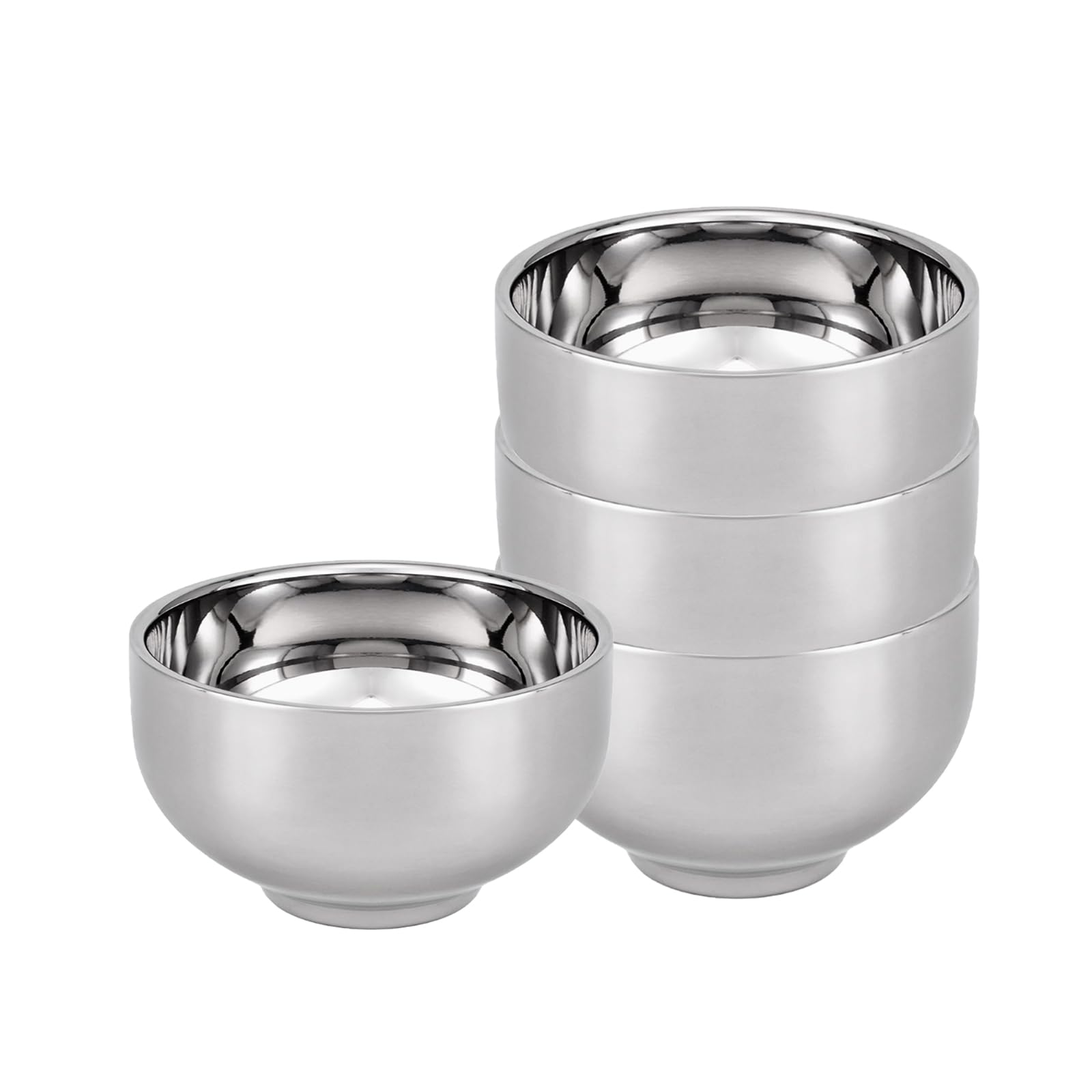Tazones de cereales duraderos de acero inoxidable de 18OZ, cuencos de sopa aislados de doble pared, cuencos de arroz irrompibles, tazón de servir para mezclar pasta de fideos de postre , paquete de 4