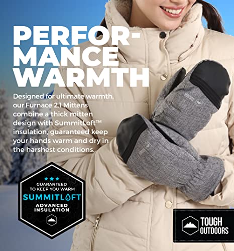 Winter Ski Mittens For Men & Women - Warm Snow Mitts For Cold Weather - Designed For Snowboarding, Skiing, Shoveling - Waterproof Gloves With Nylon Shell, Thermal Insulation & Synthetic Leather Palm #TOP1