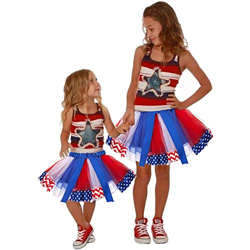 Baby Girl Toddler July 4th American Flag Tutu Skirt Independence Day Dress4
