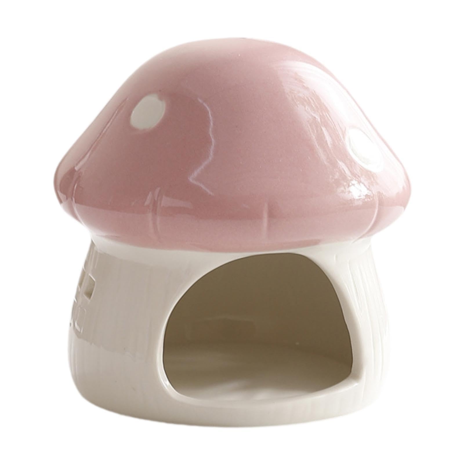 Ysyqkn Hamsterhaus Cartoon Tierhöhle Pilzversteck Futterstation für Geschenk Haustierdeko Wohnraum, Rosa