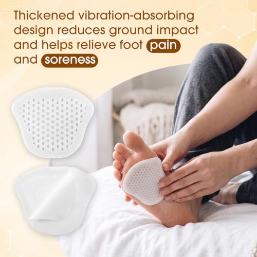 Image of Syhood 20 Pieces Metatarsal Felt Pads Foot Insert Pads Ball of Cushion for Pain Relief Forefoot and Sole Adhesive Accessories for Men and Women 1 /4 Inch Thick(Honeycomb Style,White,Sebs Material)