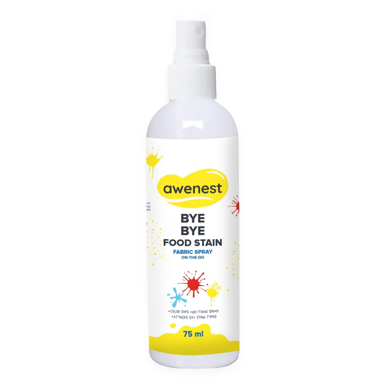 awenest Bye Bye Food Stain - Instant Stain Remover for Clothes Fabric Spray | Toxin-free | 50+ Stains | Easy to Carry | Plant-based, 75ml
