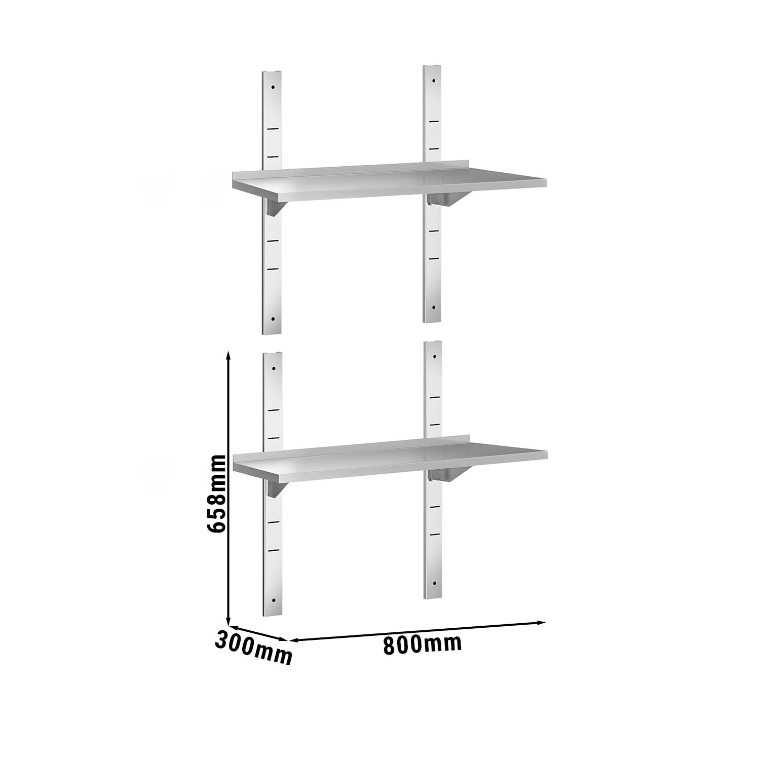 GGM Gastro | WBK83#2 | Wandborde PREMIUM - 800x300mm - mit 2 Etagen