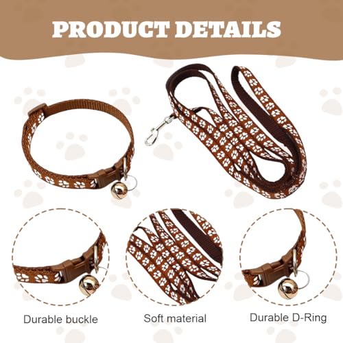 COYUN Welpenhalsbänder mit Leine Set, Hundehalsband und Leine Verstellbares Hundehalsband Weich Nylon Haustier Halsband für Welpen Kleine Mittlere Hunde(Braun)