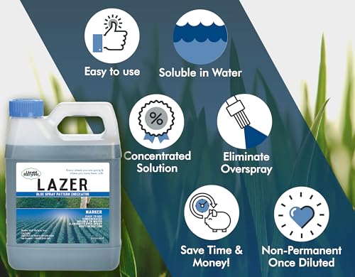 Image of Liquid Harvest Lazer Blue - 32 Ounces - Concentrated Spray Pattern Indicator - Perfect Weed / Fertilizer Marking Dye, Turf Mark and Blue Herbicide Marker