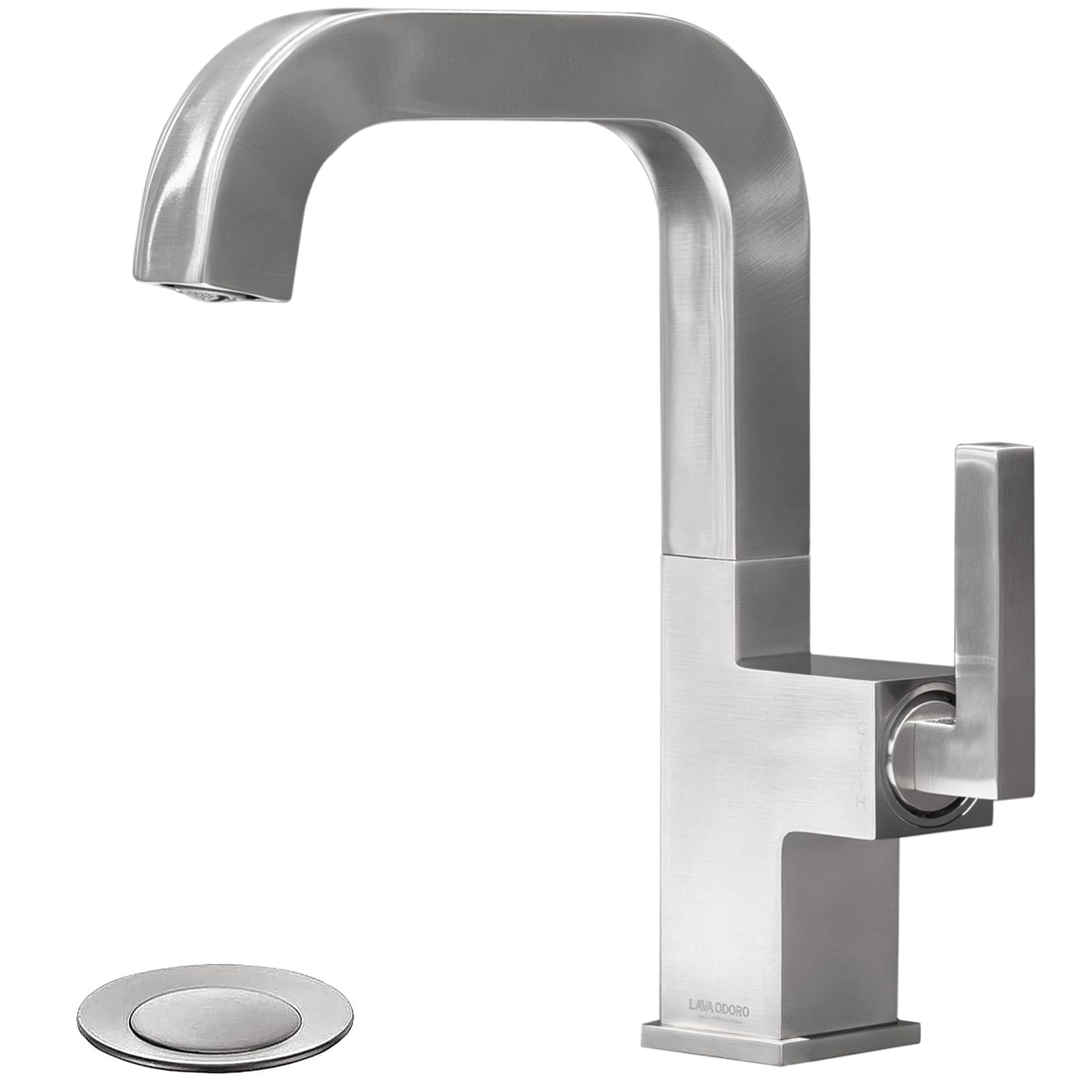 Brushed Nickel Bathroom Faucet Lava Odoro One Hole Bathroom Sink Faucet Single Handle Swivel Vanity Faucet with Pop