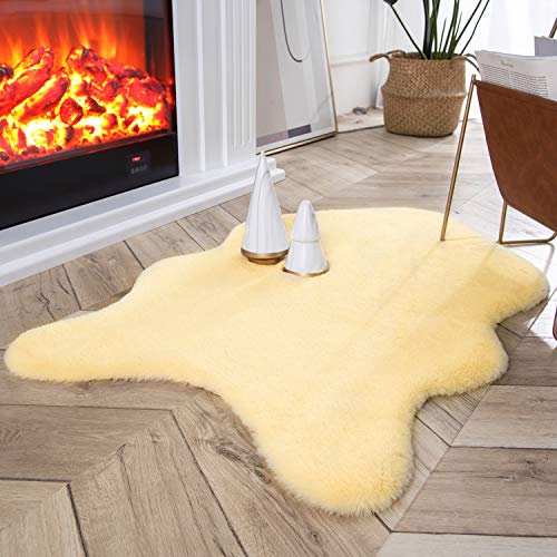 Ashler Ultra Soft Faux Rabbit Fur Chair Couch Cover Area Rug for Bedroom