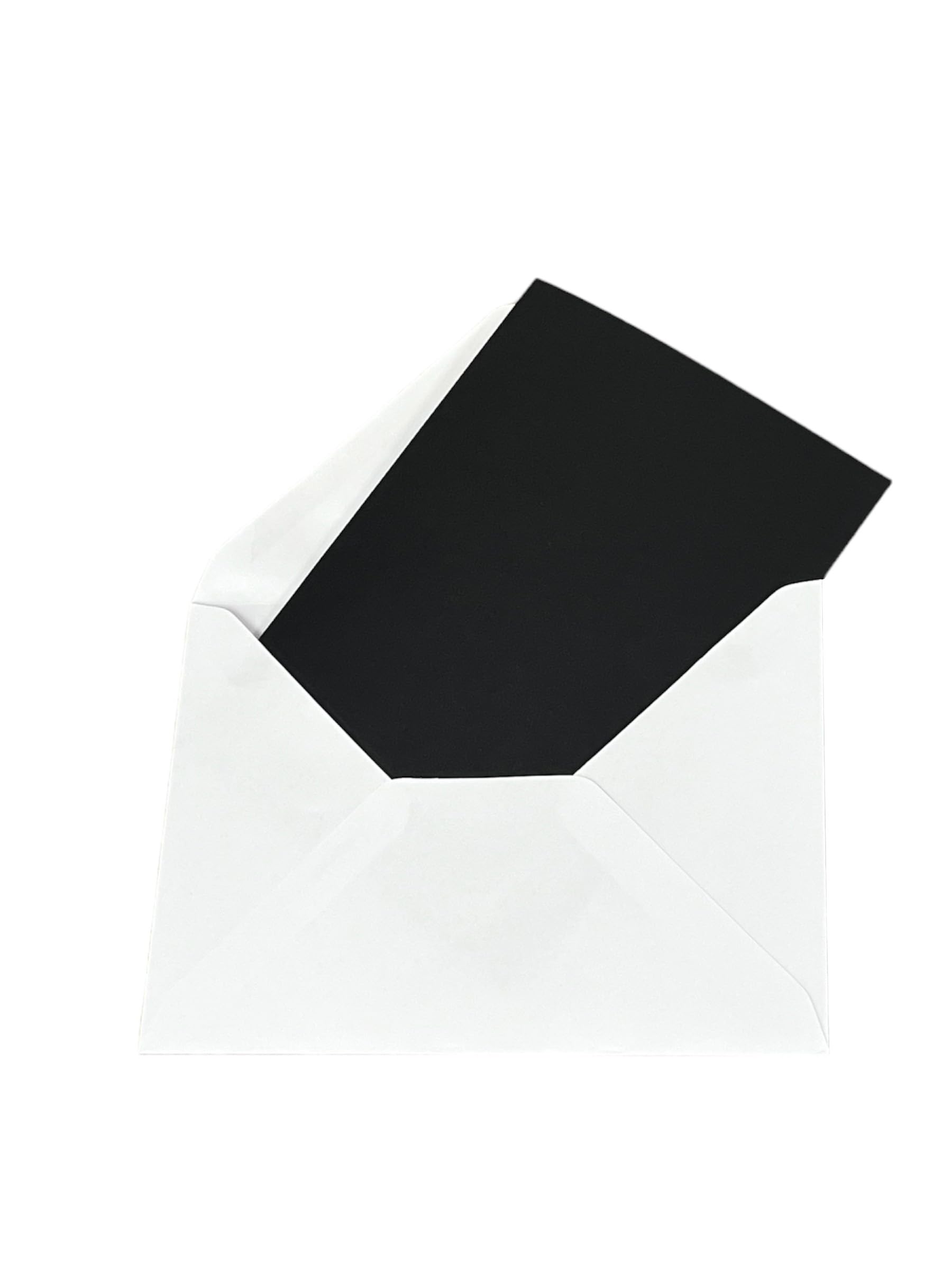 DJP 5x7 Black Blank Creased Card & White Gummed Envelopes - Pack of 40, Black Card & White Envelopes - Image 3