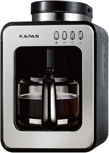 KAPAS Mini máquina automática de café con función de molienda modo de temporizador programable y mantener la placa caliente capacidad de 06L 600W
