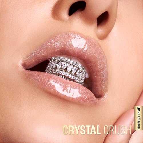 Image of Lakme Glitterati Lip Glaze, for Plump and Shiny Lips, with Vegan Collagen and Crystal Technology, Non-Sticky Formula, Glitter Infused, Delicious Coconut-Vanilla Scent, 301 Crystal Crush 5ml