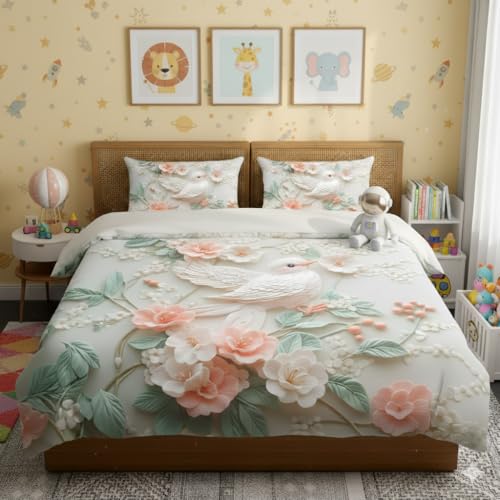 Image of Premium 7D Printed King Size Bedsheet Set with Pillow Covers Soft Cotton Blend Double Bedsheet for Home (Pillow Covers :18x28 inches Bedsheet :90x100 Light Green)