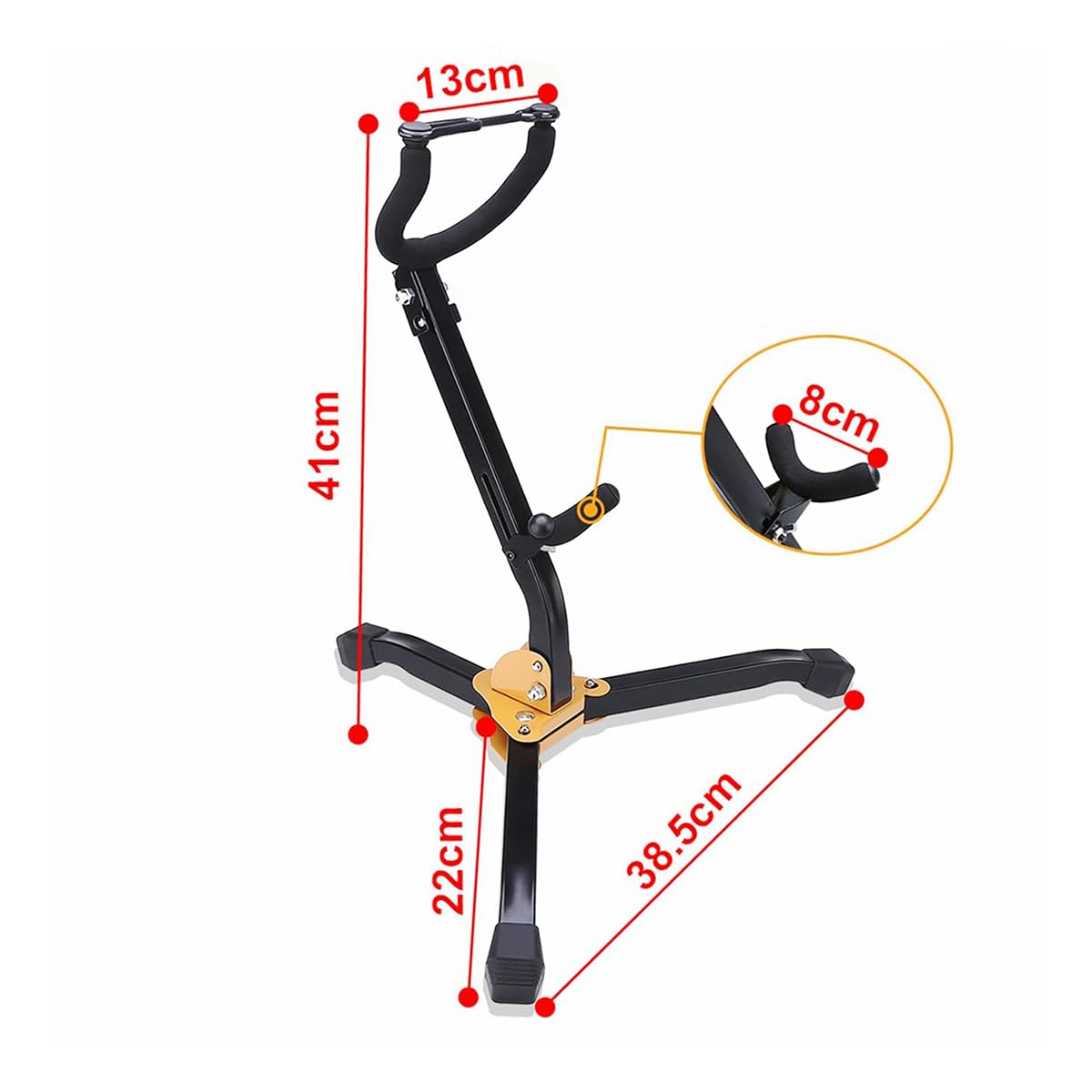 Alnicov Tenor/Tenor Sax Tripod Stand Collapsible Triangle Rest Stand - Yellow - Image 2