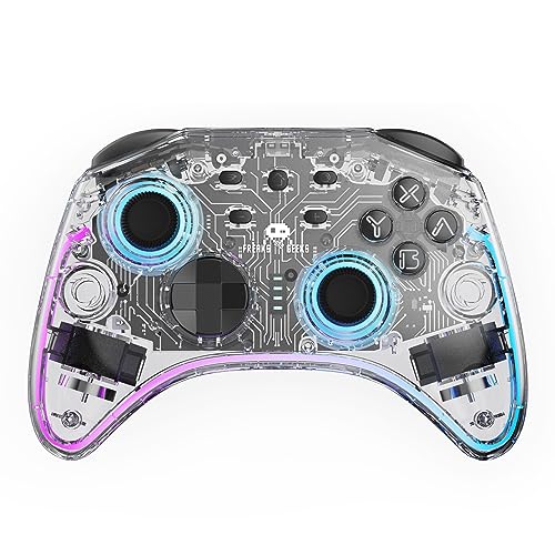 Freaks and Geeks Manette Switch/PC Sans Fil Polychroma Ă LED transparente