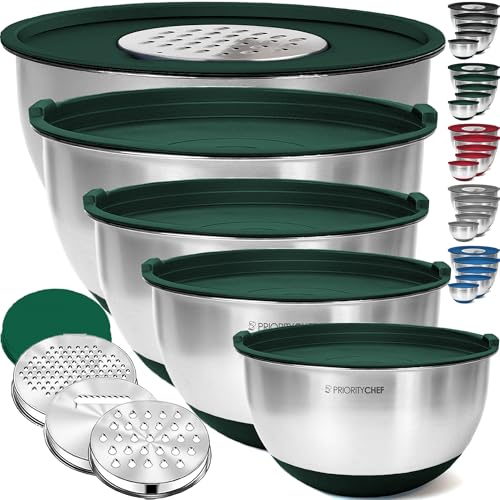Priority Chef Stainless Steel Mixing Bowls with Lids Set, 3