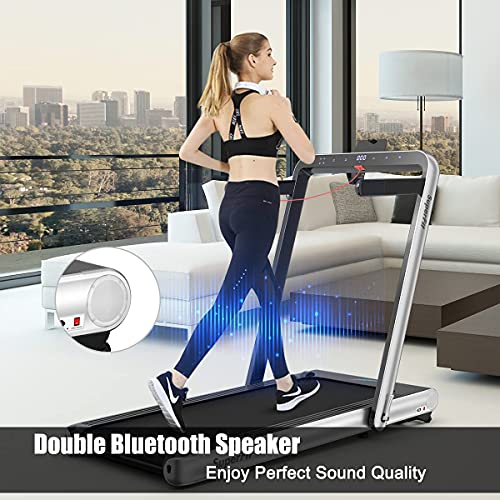 Image of Goplus 2 in 1 Folding Treadmill, 4.75HP Superfit Under Desk Electric Treadmill with APP Control, LED Touch Screen, Blue Tooth Speaker, Remote Control, Walking Jogging for Home Office
