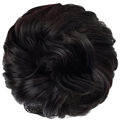 Yamel Messy Bun Hair Pieces for Women Hair Bun Extension Natural Black in Dark Auburn Updo Curly Messy Bun Scrunchie - Image 2
