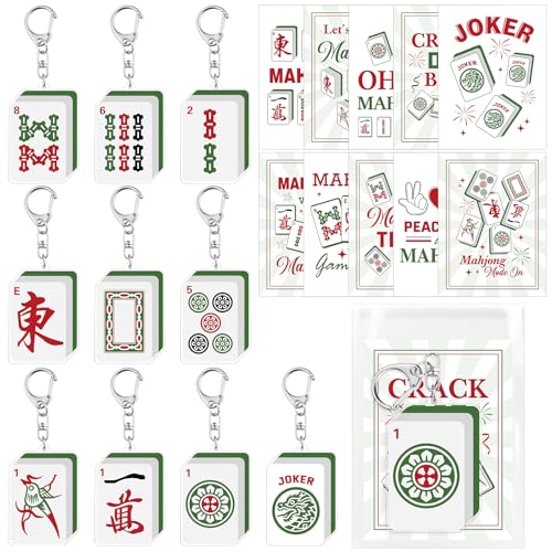 Porte-clés Mahjong Joker Kigeli en acrylique avec sacs de cadeaux - Lot de 20