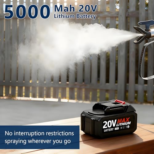 Image of High Pressure Airless Paint Sprayer Gun, Professional 6 Adjustable Pressures, 1.2L Capacity, 360 Full Coverage & High Reach, Ideal for Home & DIY Projects, 1 Battery Included