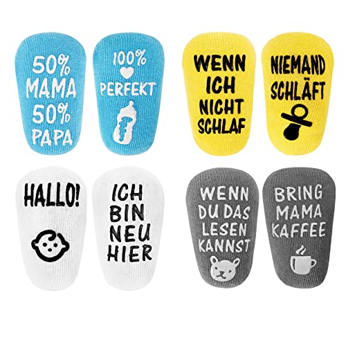 ANOTION Baby Socken 0-12 Monate, Personalisierte Geschenk Junge Geschenk Mädchen 2025 Neujahrsgeschenke Socken Lustig Ostergeschenke für Baby