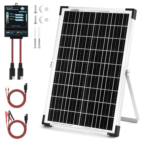 Image of 30W Solar Panel Battery Trickle Charger & Maintainer with 12A Upgraded Solar Panel Controller, 12V Monocrystalline Waterproof Solar Trickle Charging Kit for Car RV Boat Motorcycle