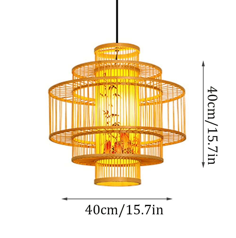 ZHANGL lampadario lanterna di bambù lampada a sospensione in vimini intrecciata a mano E27 paralume in bambù lampada a sospensione regolabile ristorante sala da tè illuminazione risparmio illuminazion