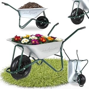 MAXCRAFT Schubkarre 250 kg 100 L Bauschubkarre Gartenschubkarre Transportkarre Schiebkarre mit Luftbereifung - Grün
