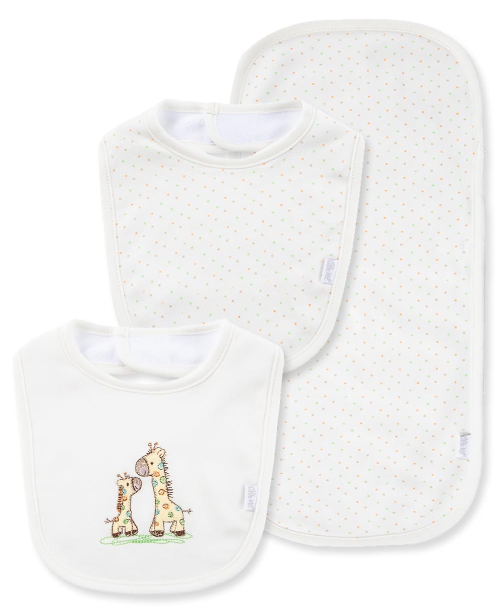 Clothes for Baby Boys’ and Girls’ 2 Bibs and 1 Burp Cloth Set, Soft Cotton Feeding Essentials with Velcro Closures