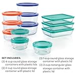 Pyrex Simply Store (12-Pack) Glass Food Storage Containers Set, (1, 2, & 3 Cup) Meal Prep Containers with Plastic BPA-Free Lids, Dishwasher & Microwave Safe - Image 3