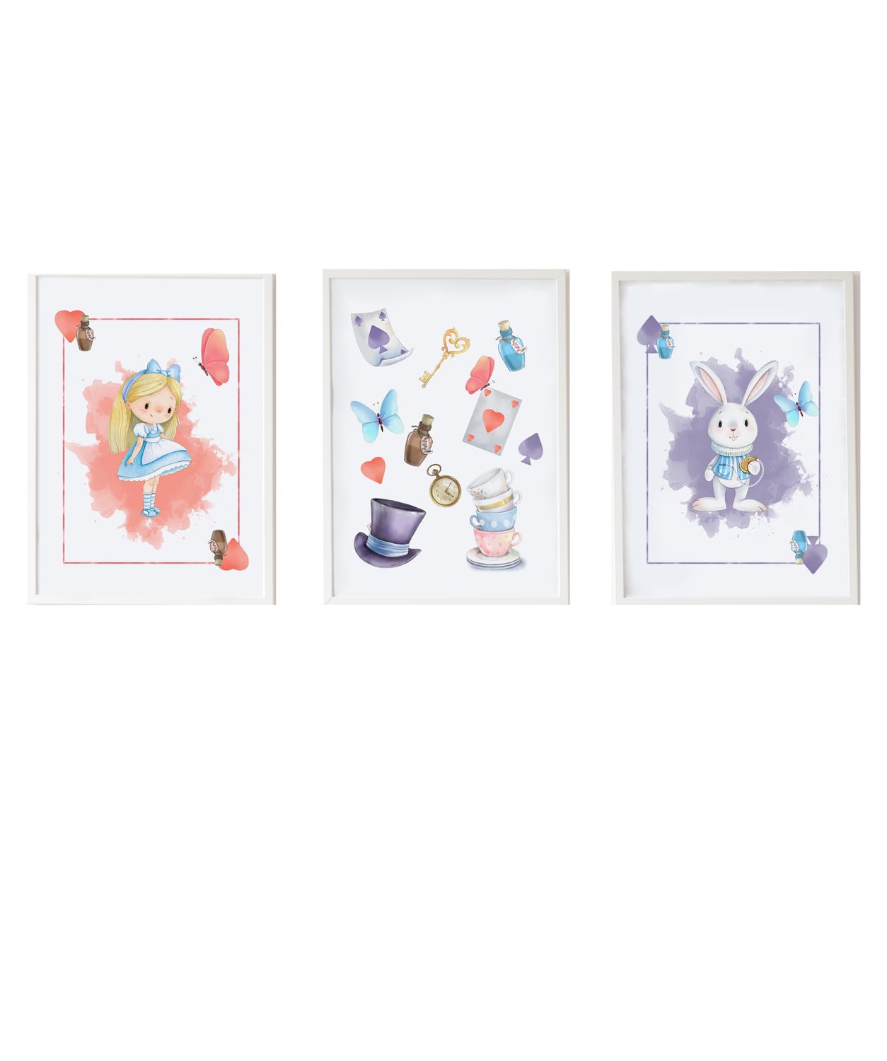 Affiche Alice objets et lapin de pique pour douceur chambre bébé