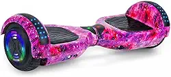 Egazza K5 Hoverboard Roxo Galáxia, Scooter de Equilíbrio 6,5” com Bluetooth e Luzes LED para Crianças e Adolescentes