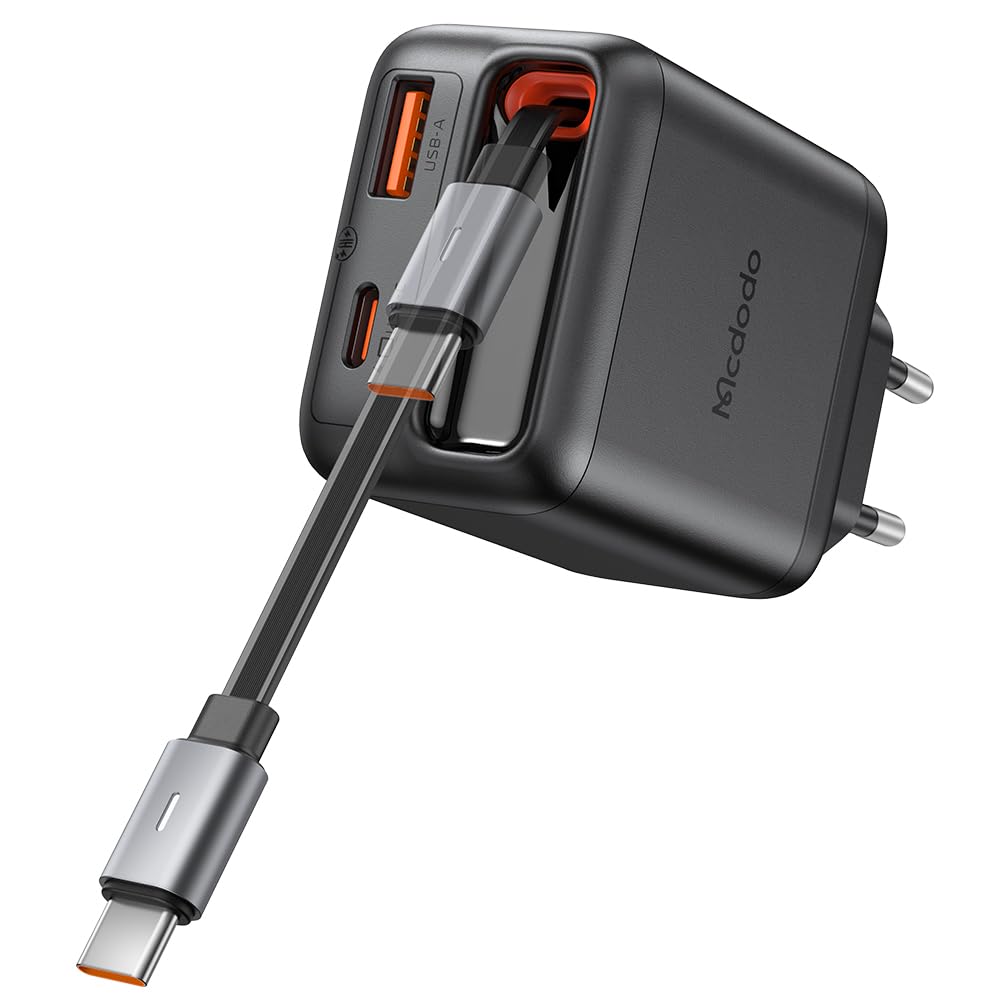 Mcdodo USB C Charger 35W Fast Charger GaN with Built-in Retractable Cable 3 in 1 (3 Ports), Compatible with iPhone 17 Pro Max/16/15, MacBook, Galaxy S25/S24 Ultra, iPad, Switch-image-17