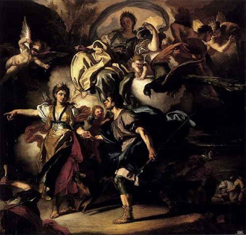 Affiche la chasse royale de Didon et Enée de Solimena, toile décoration salon 60x90cm
