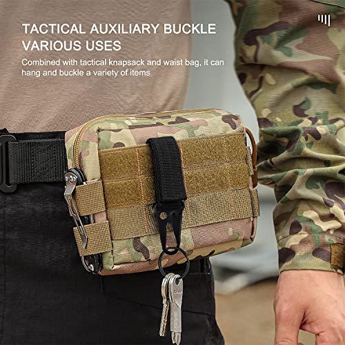YUE QIN 5 PCS Belt Clip Carabiner Buckle Molle Strap Nylon Snap Hook Keychain Keyholder Ring Tactical Backpack Molle Clip for Climbing Hiking Outdoor 10 * 2.5cm - Image 4
