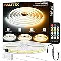 PAUTIX COB LED Strip Light White CCT Tunable 3200LEDs,CRI90+ 16.4ft/5m Dimmable 2700K-6500K 24V LED Tape Lights Kit with UL-Listed Power Supply,for Under Cabinet Bedroom Kitchen TV Mirror DIY Lighting