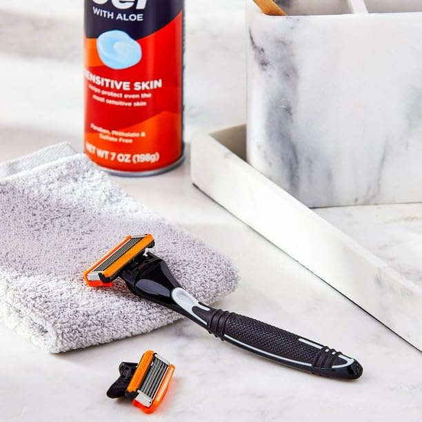 Men's 5 Blade Razor With Trimmer, Cartridges Fit Equate 5 Blade & Handles (1 Razor Handle, 2 Cartridges), Comfortable Shave