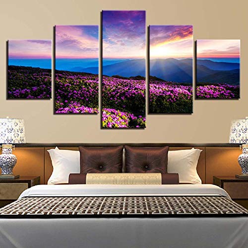 Tableau Flower sea and sunrise 5 pieces déco moderne - 2