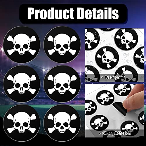 Image of Leinuosen Helmet Stickers Football Baseball Helmet Decals 1-1 /8 Inch Vinyl Sports Football Decals Self Adhesive Hockey Stickers for Hockey, Lacrosse, Batting(Black Print White,Skull)