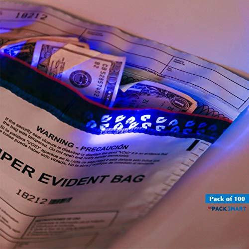 USPACKSMART Deposit Bags with Security Tape Tamper Evident 100-Pack Plastic Clear for Bank Deposits and Cash Handling 9"x12" (Ref 810-00)