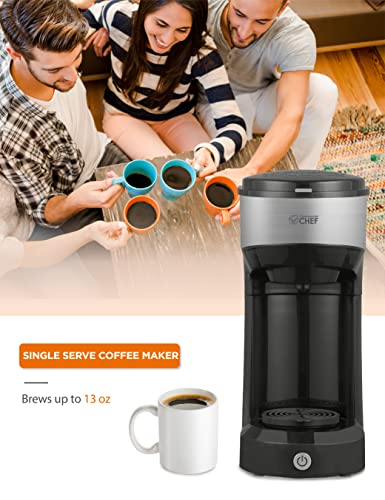 Commercial CHEF Coffee Machine, Single Serve Coffee Maker, Portable Coffee Maker Single Serve with 13 Ounce Water Tank & One Touch Button for Coffee Brewing