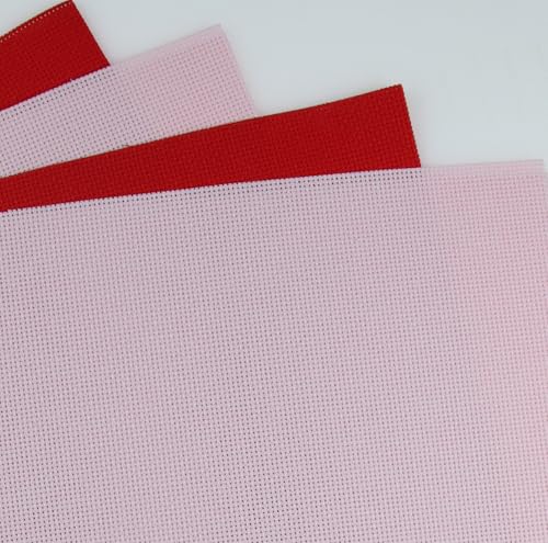 Image of KCS 4 /6 pc of 12 inch x 18 inch(30cmx45cm) 18CT Counted Cotton Aida Cloth Cross Stitch Fabric (4 pc, Pink+Red)